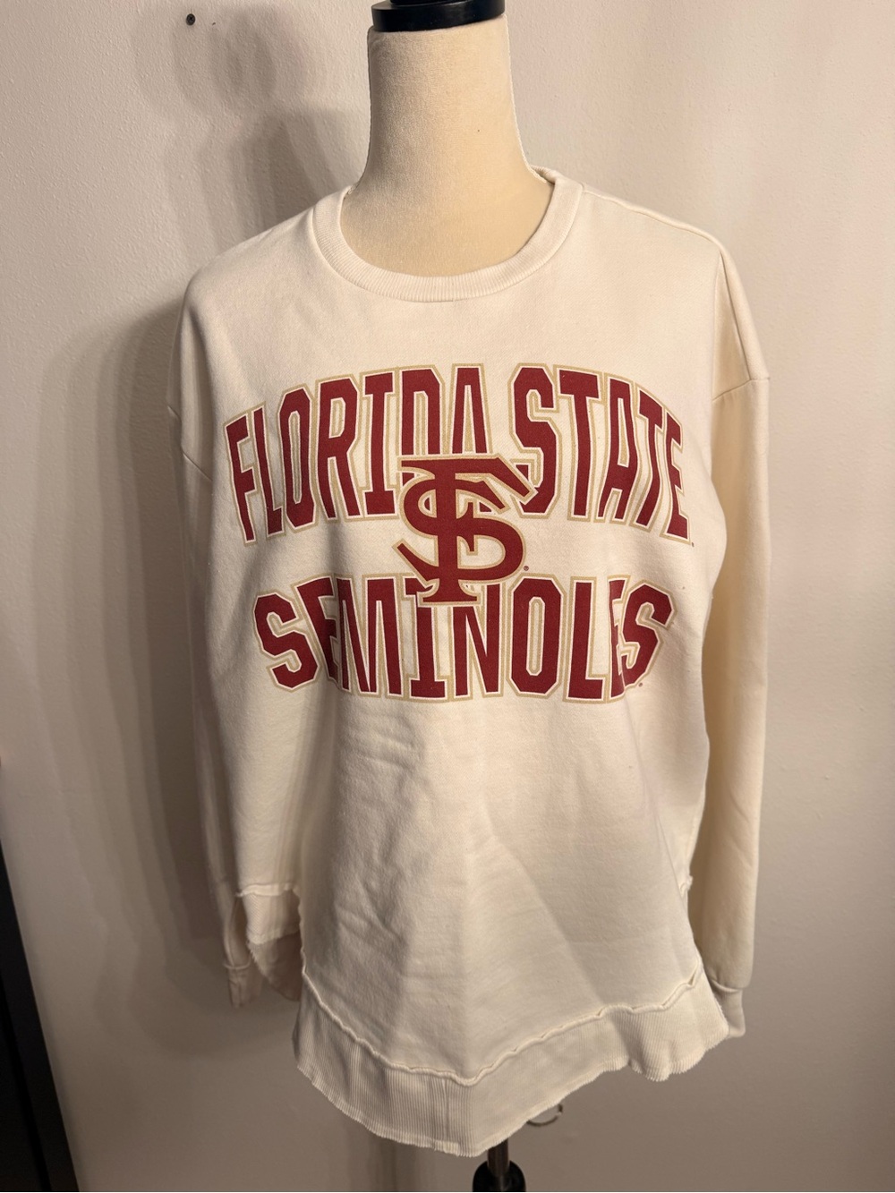Florida State Seminoles Women’s Pressbox Cream Crewneck Sweatshirt